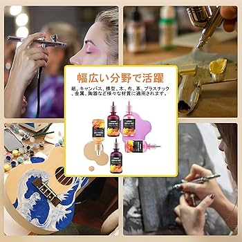 Amazon | XDOVET エアブラシ塗料 28色 絵の具 水性アクリル塗料